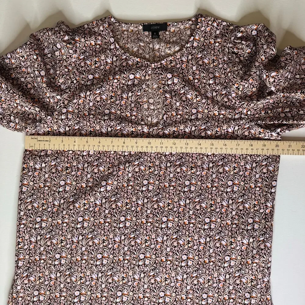 J Crew Womens Puff Sleeve Crepe Top in Floral Flourish Sz S | Feminine‎ Preppy